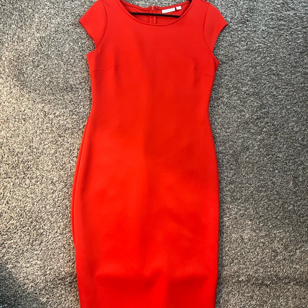 New York & Company Vibrant Red Midi Dress